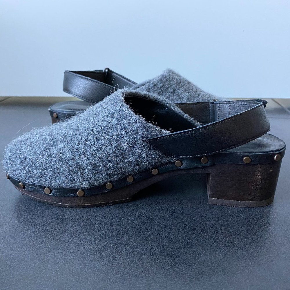 Argilla Women's Shoes Clogs Wool Grey Open Heel - Picture 8 of 12